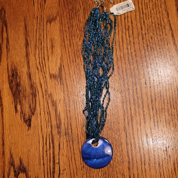 NWT Blue Green Disc Beaded Necklace Jewelry - Picture 1 of 4